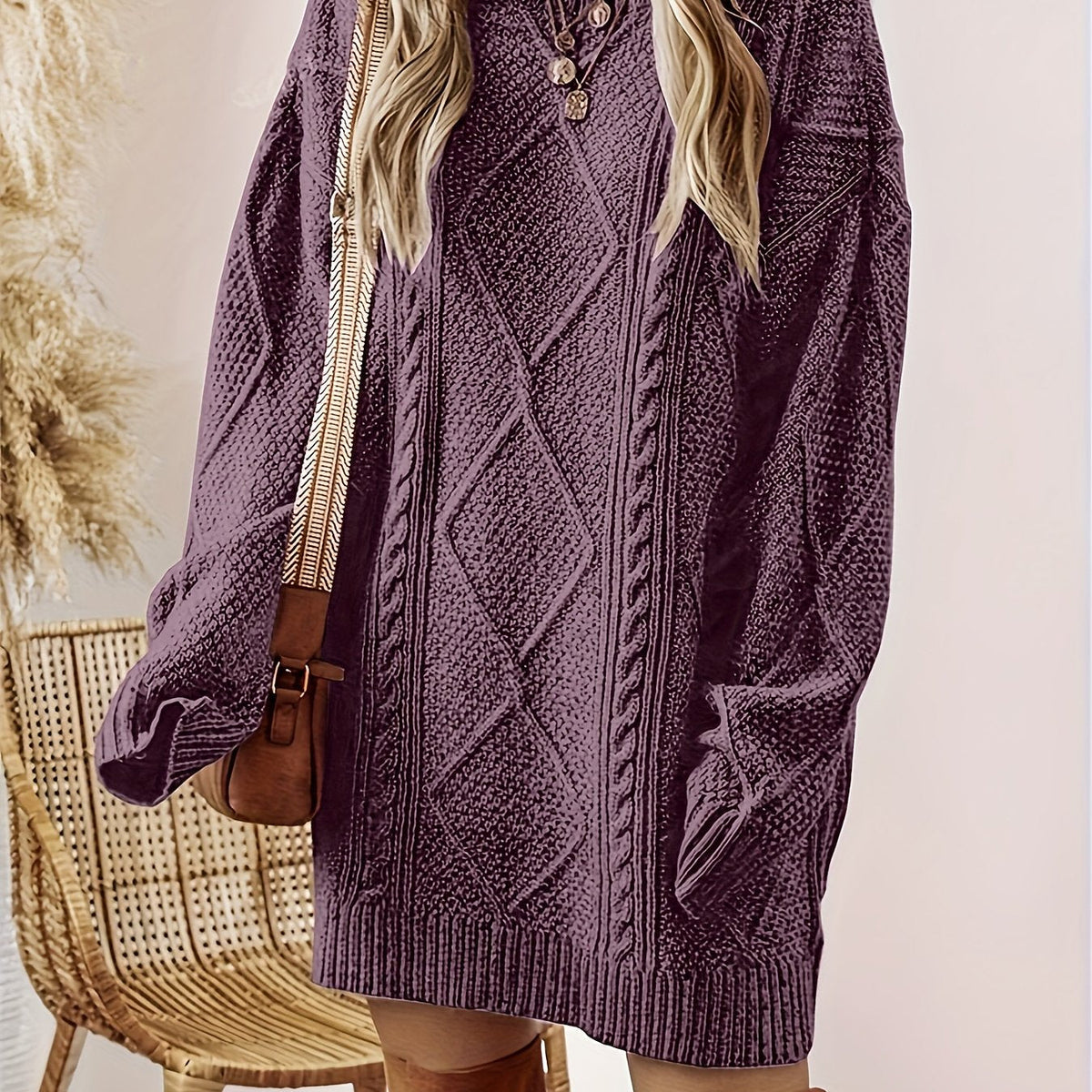 Undine | Oversized Cable Knit Sweater Dress for Women