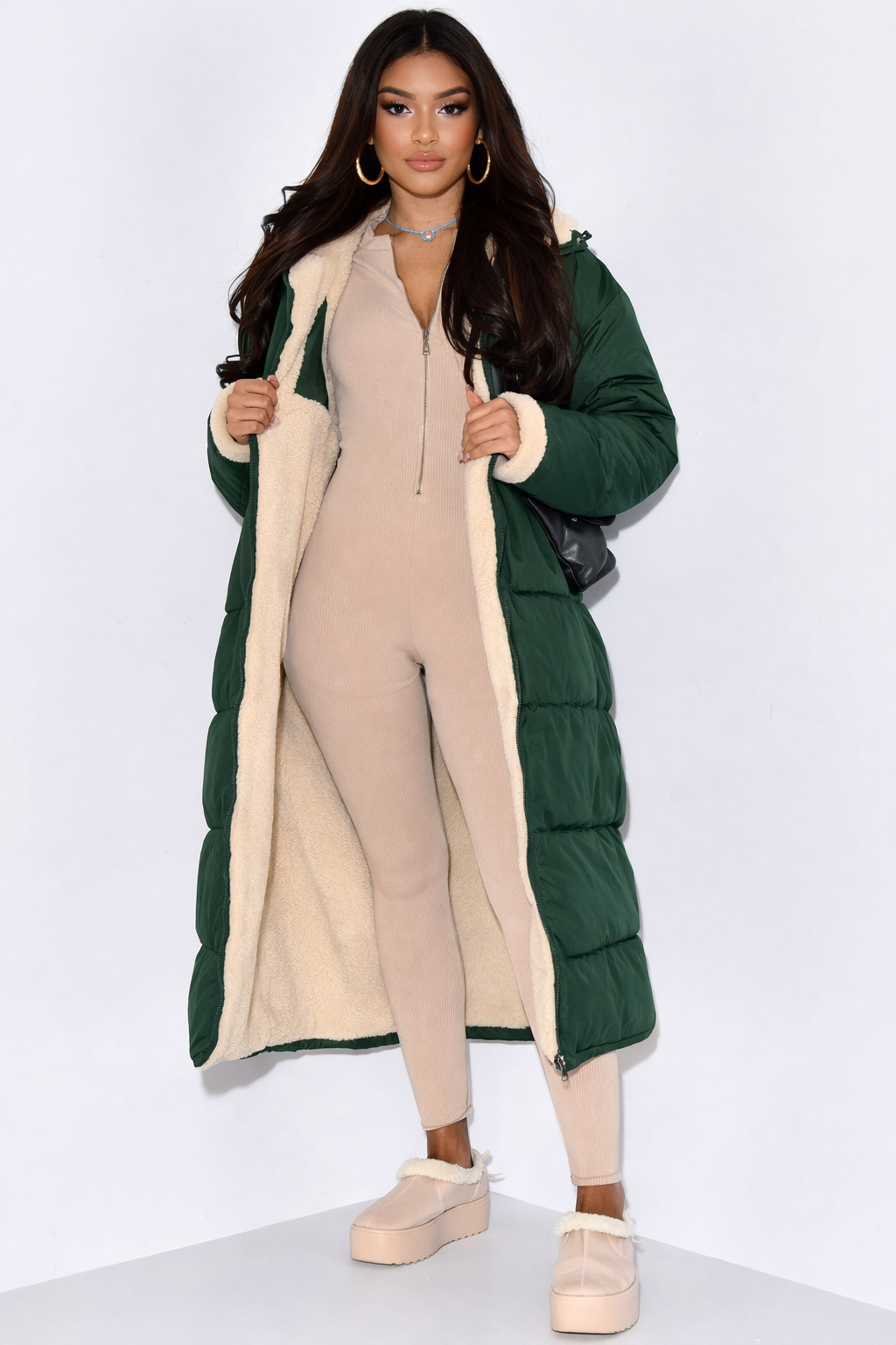 Agatha | Reversible Hooded Longline Puffer Jacket with Quilted Finish for Women