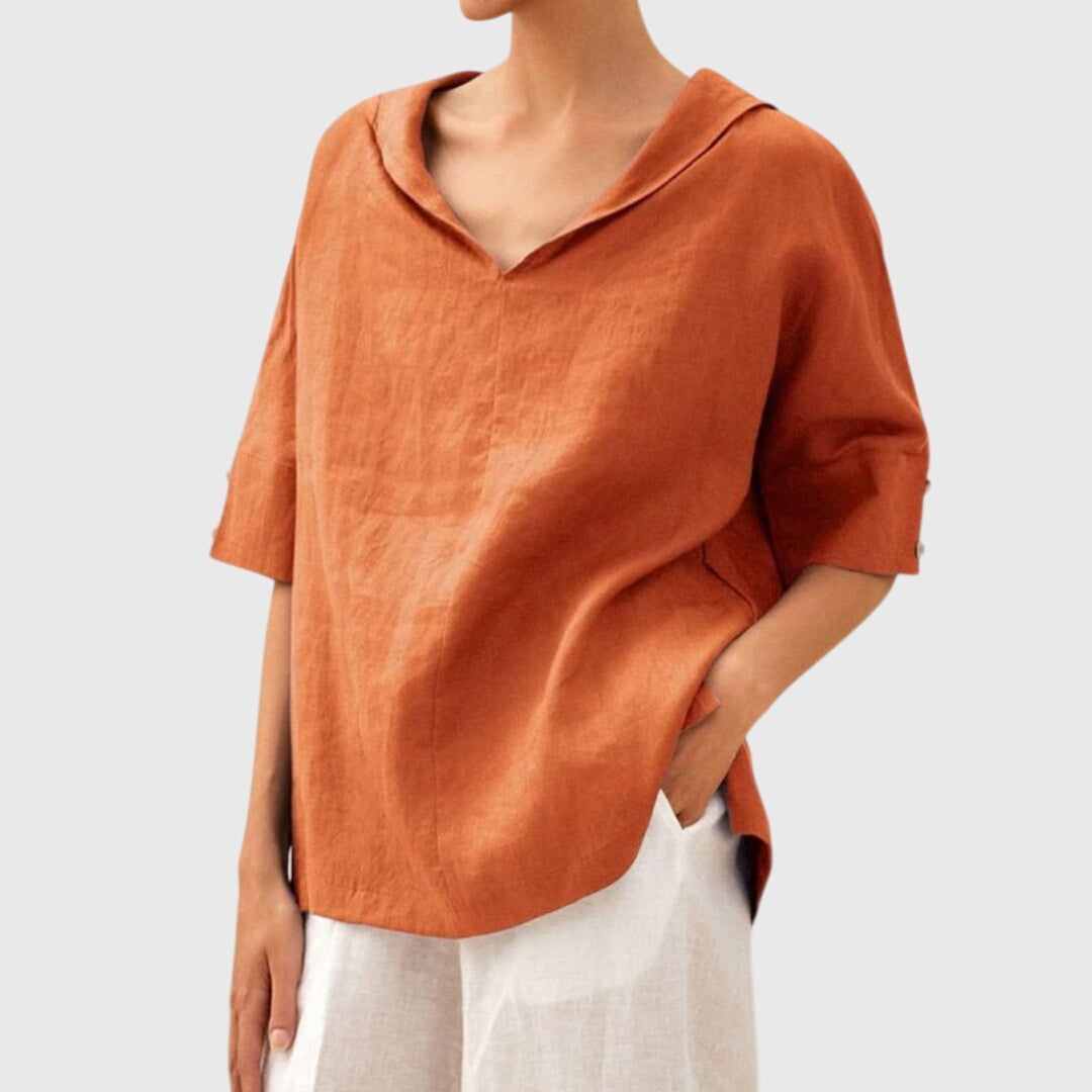 Joanna | Women's Loose-Fit V-Neck Long Sleeve Blouse