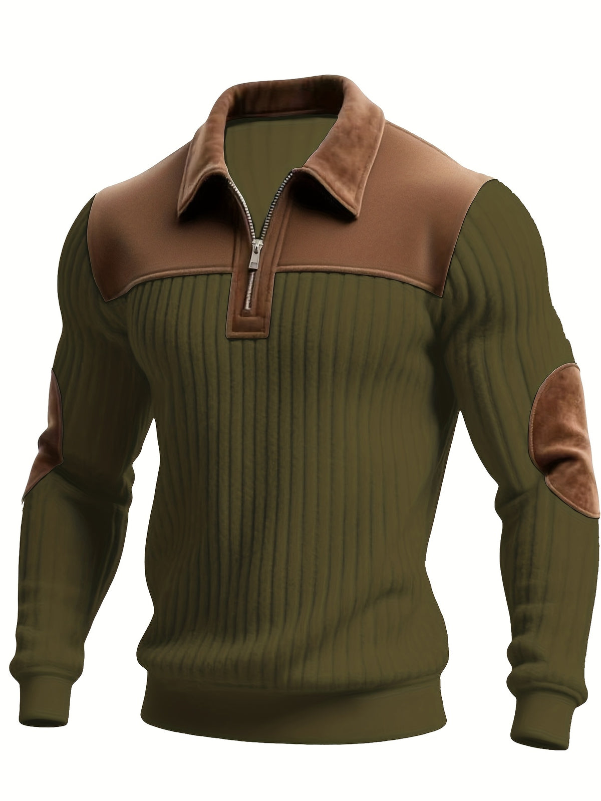 Reid | Color-Block Ribbed Quarter Zip Sweater for Men