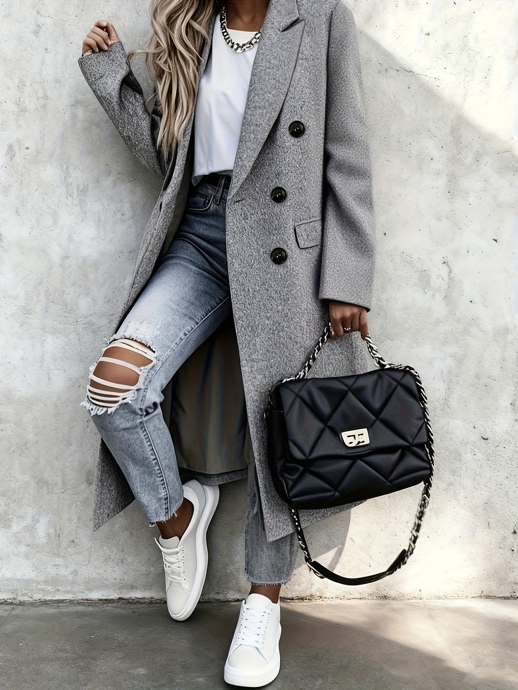 Benedikte | Double-Breasted Longline Tailored Coat for Women