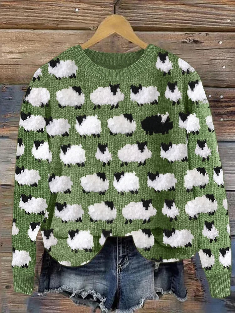 Kirstine | Christmas Sweater with Tree Print for Women