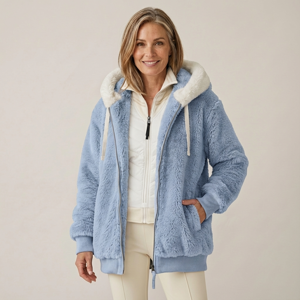 Kristia Women's Hooded Winter Jacket - Zip Front Parka Style