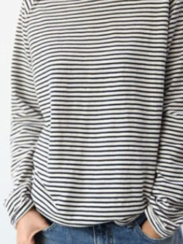 Corinne | Striped Crew Neck Long Sleeve Top for Women