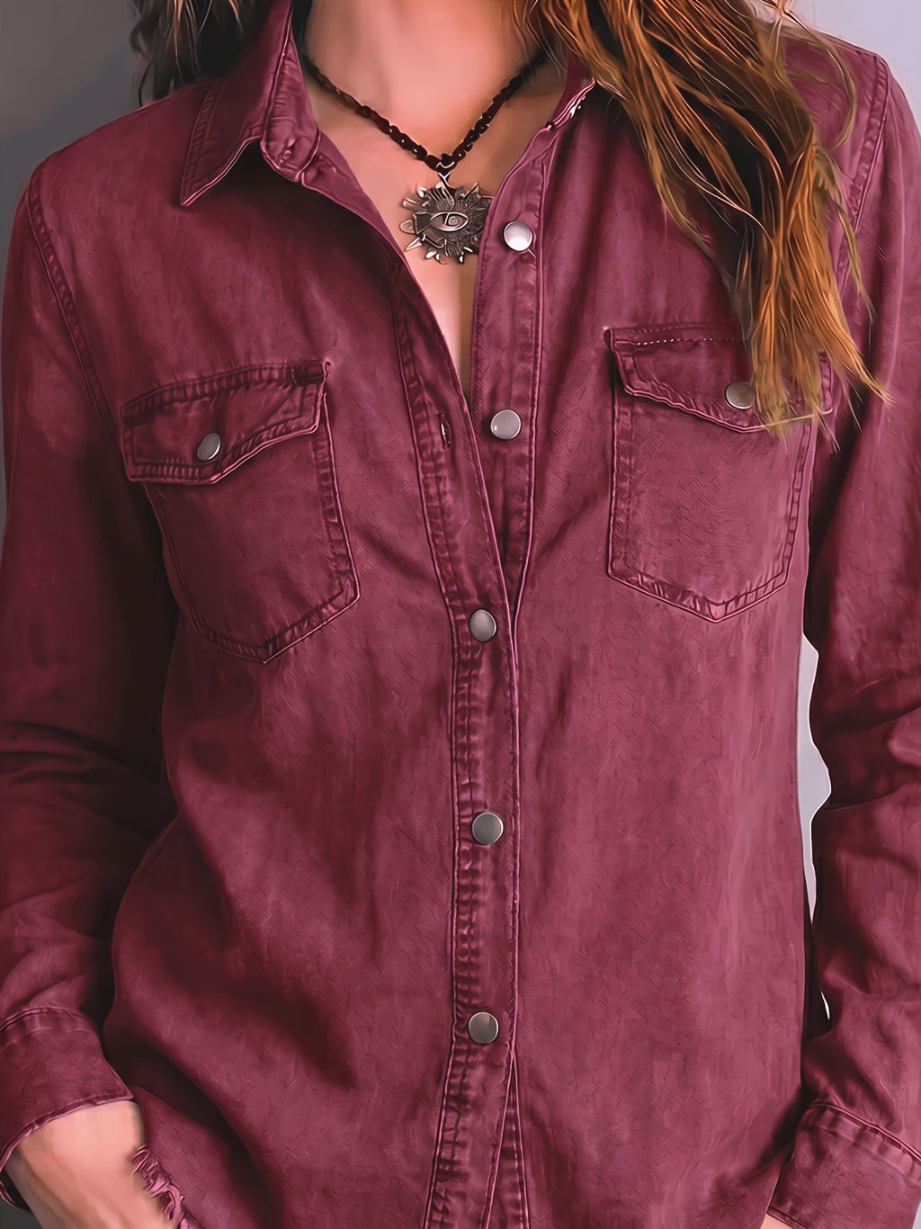 Ariane | Washed Button-Front Shirt with Fringe Hem for Women