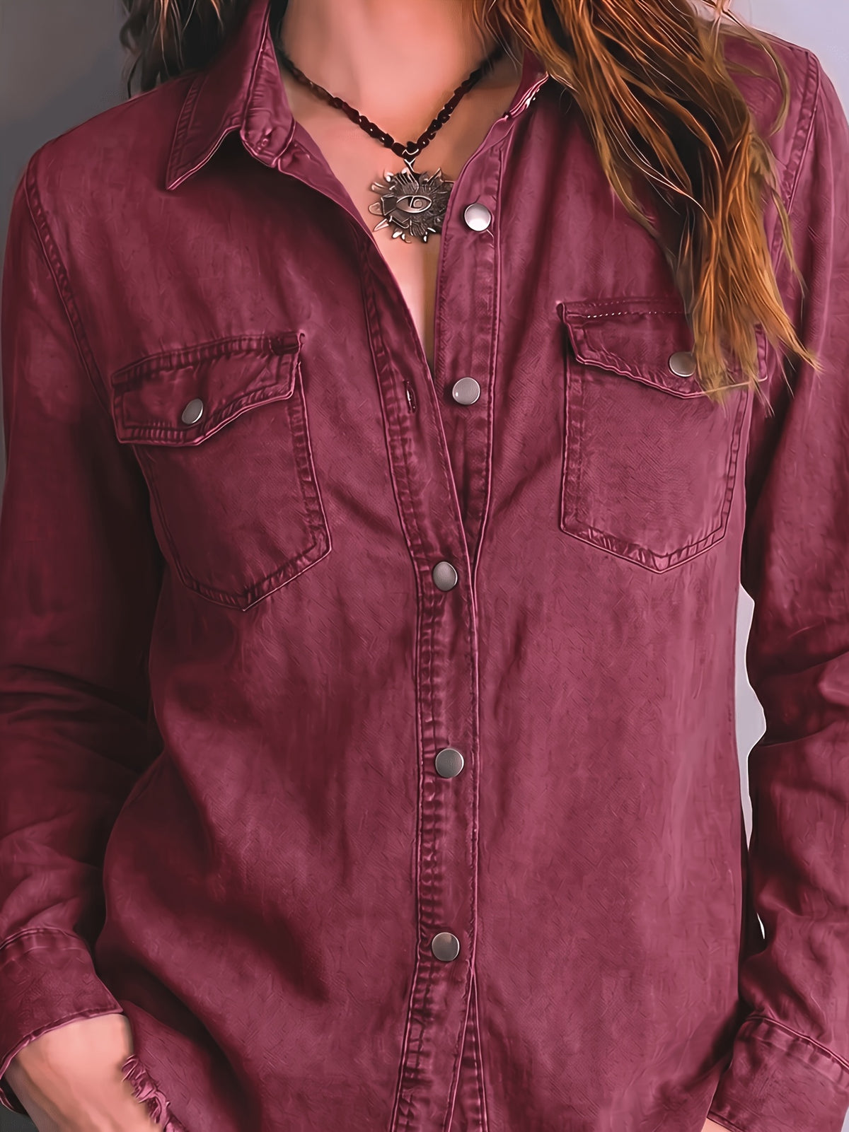 Ariane | Washed Button-Front Shirt with Fringe Hem for Women
