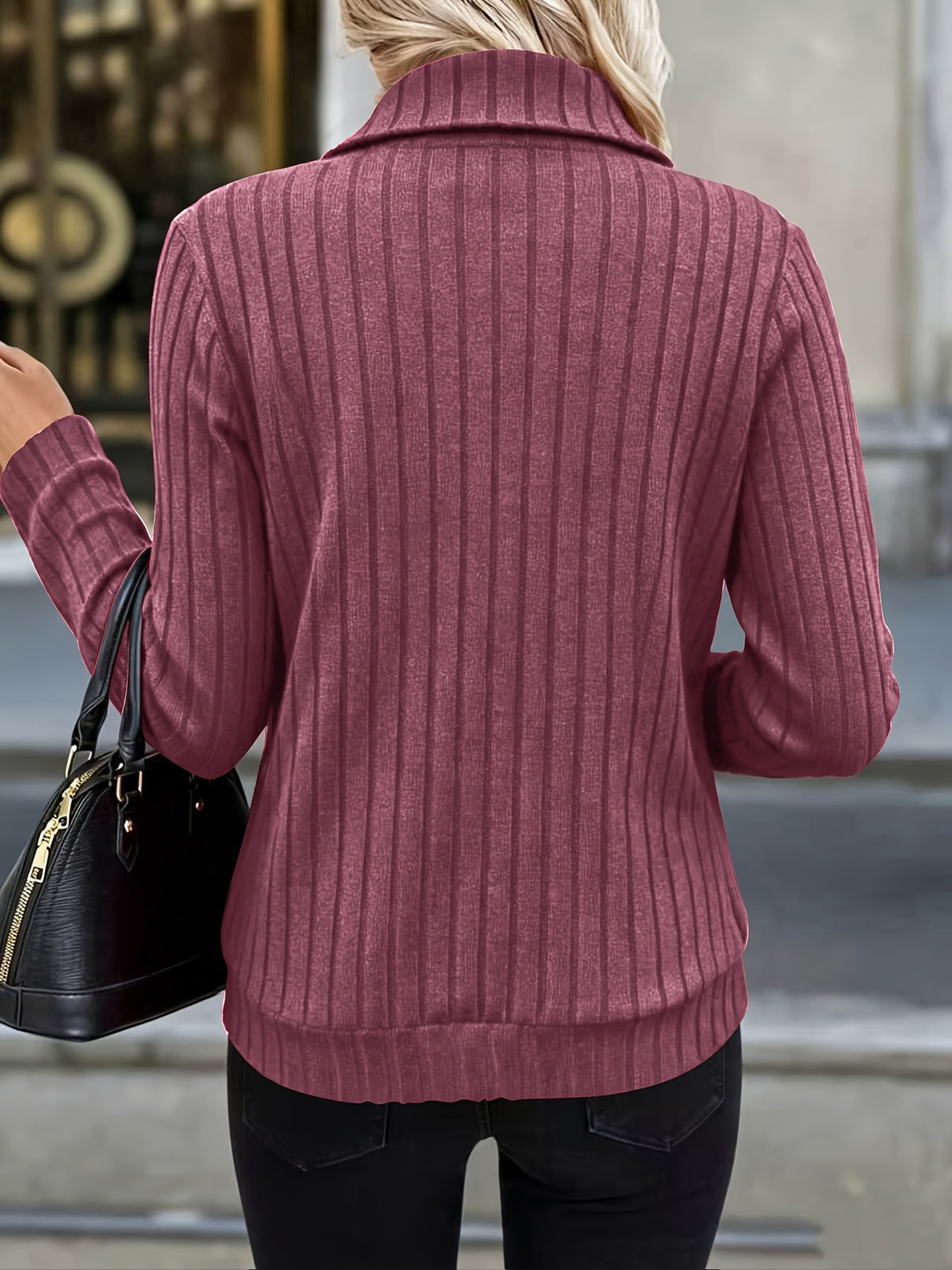 Priska | Ribbed Zip-Front Blazer Jacket with Pockets for Women