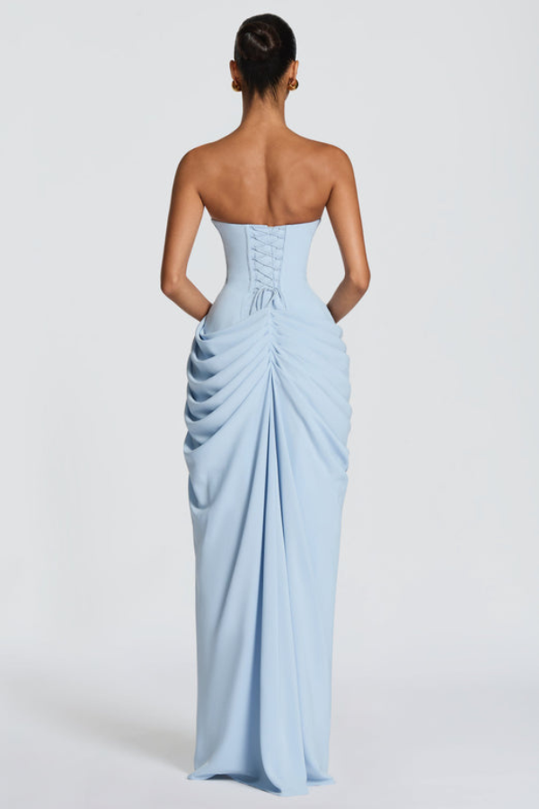 Guusje | Flowing Pleated Maxi Dress with V-Neck for Women