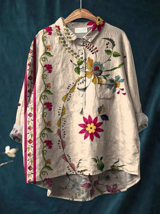 Alisa | Women's Vintage Floral Art Print  Casual Shirt. 0