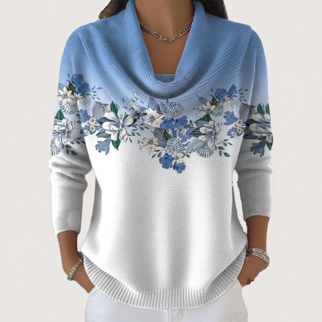 Elysana | Women's Floral Cowl Neck Sweater – Casual Outings