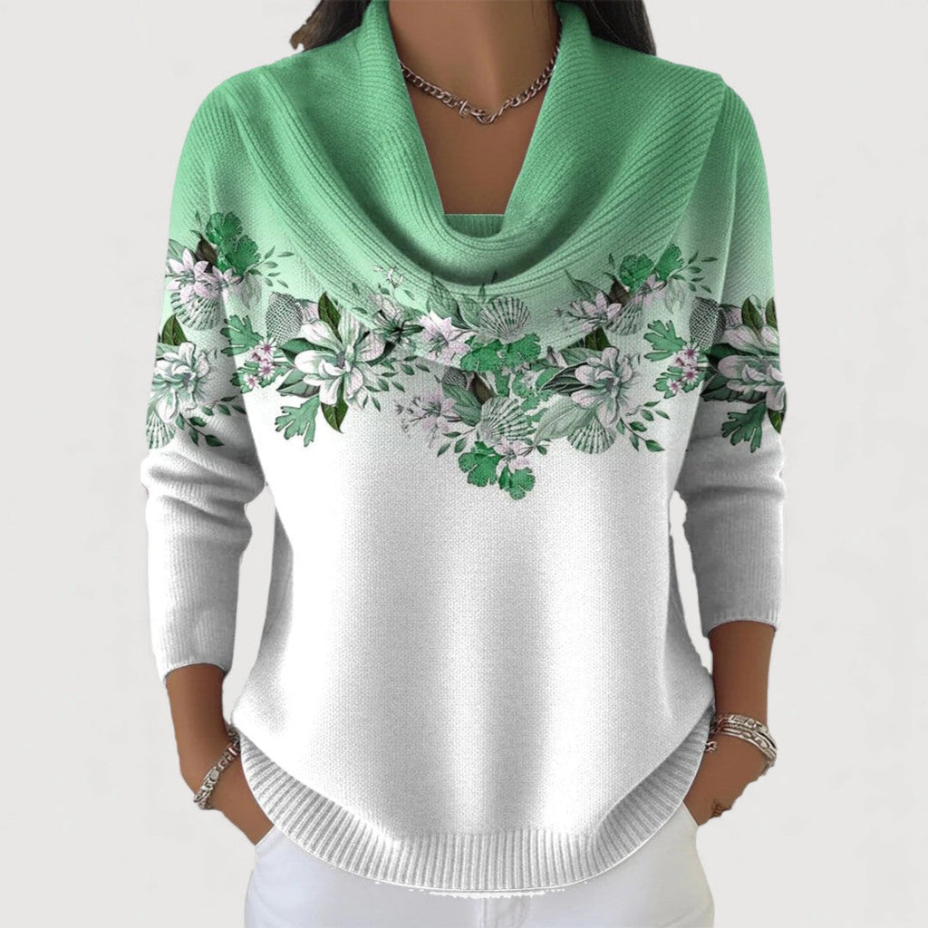 Elysana | Women's Floral Cowl Neck Sweater – Casual Outings