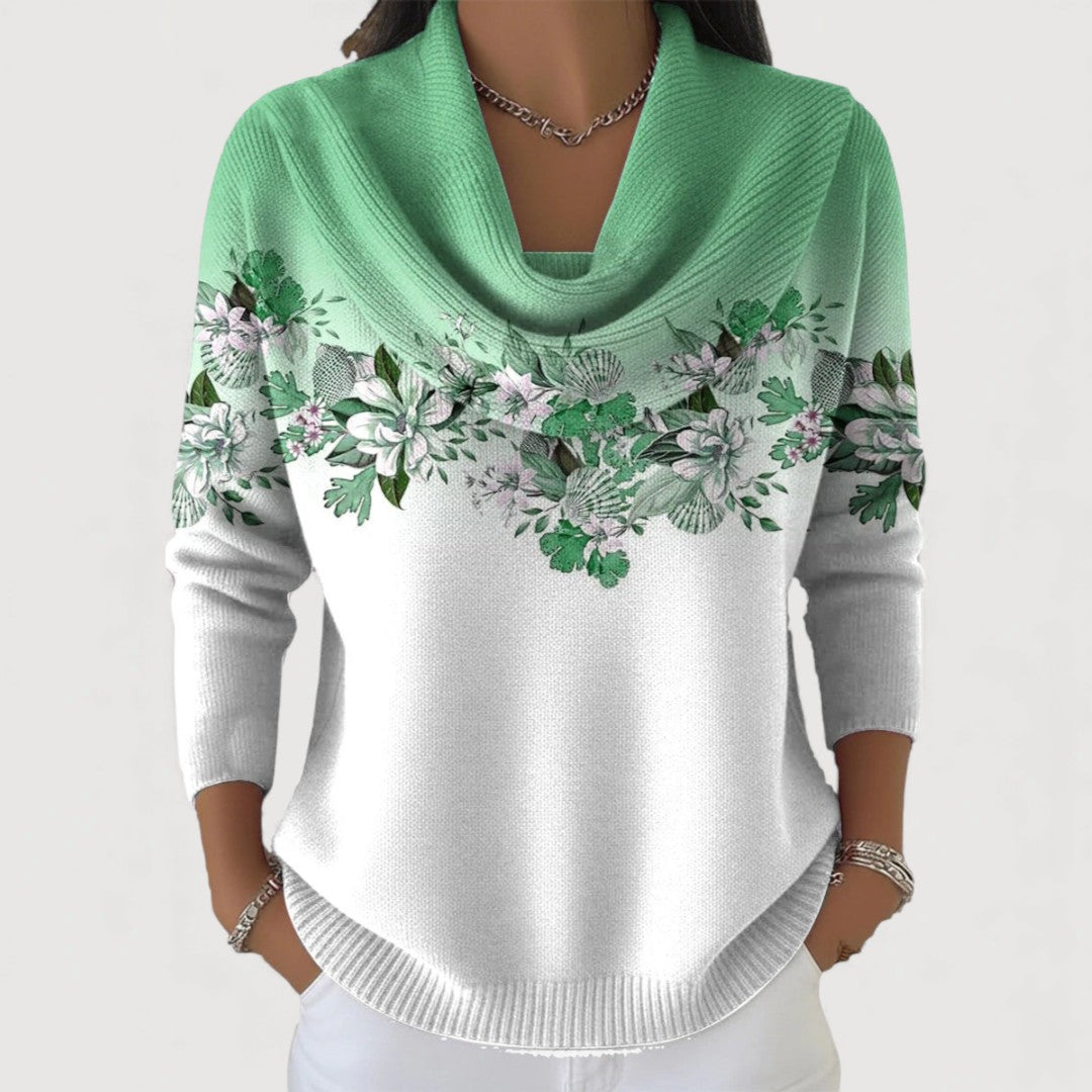 Elysana | Women's Floral Cowl Neck Sweater – Casual Outings