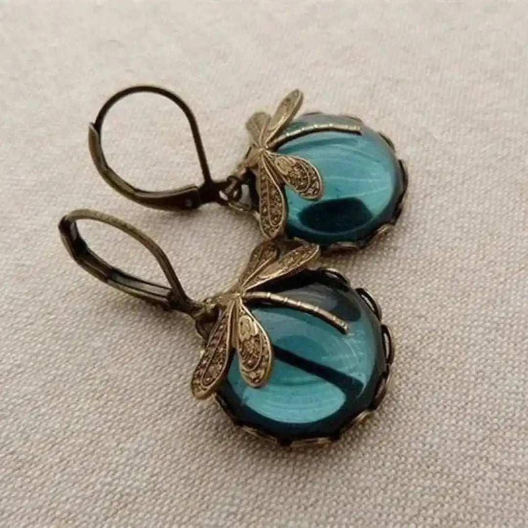 Antique Gold Dragonfly Earrings 1