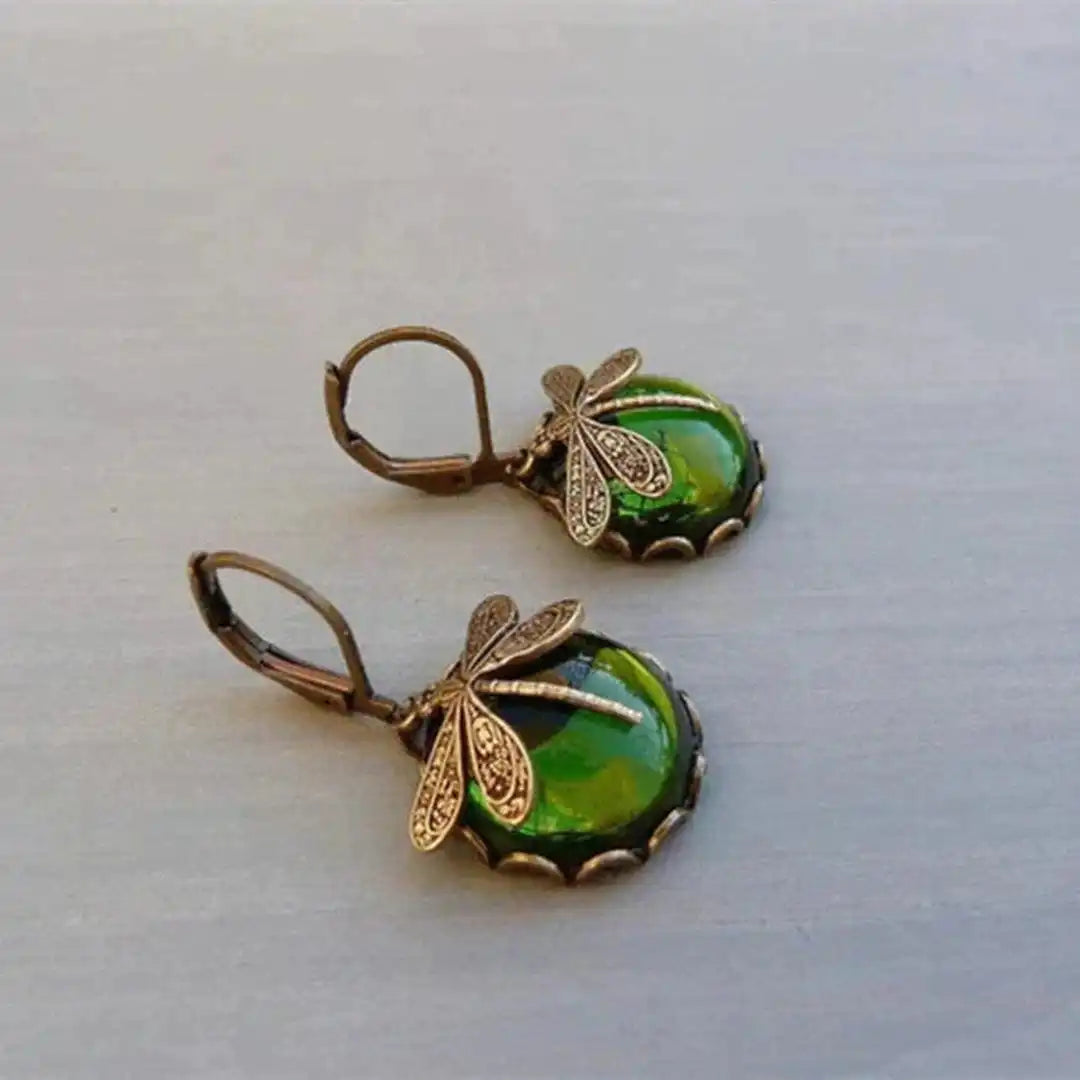 Antique Gold Dragonfly Earrings 3