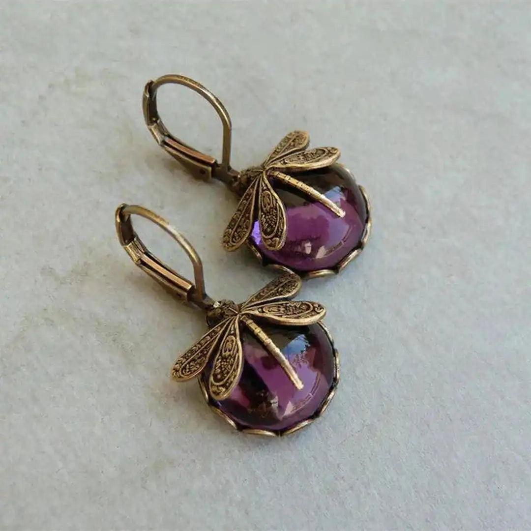 Antique Gold Dragonfly Earrings 4