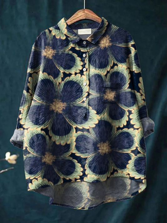 Avielle | Women's Vintage Floral Art Print Casual  Shirt 0