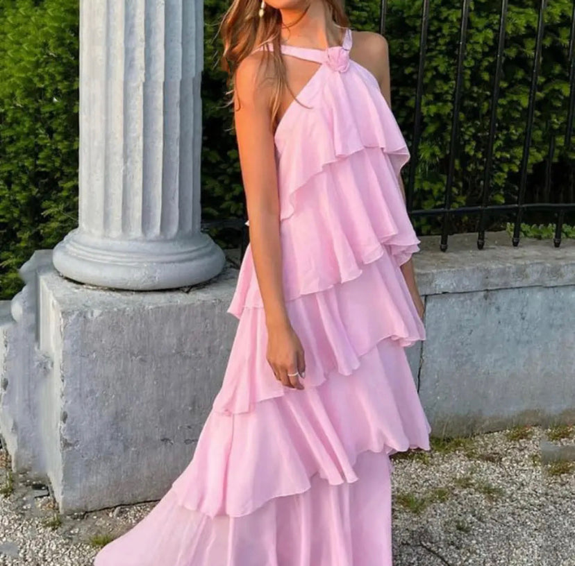Ayelet™ | Halterneck Ruffle Maxi Dress 1