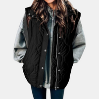 Nadira | Quilted Hooded Puffer Vest with Snap Pockets for Women