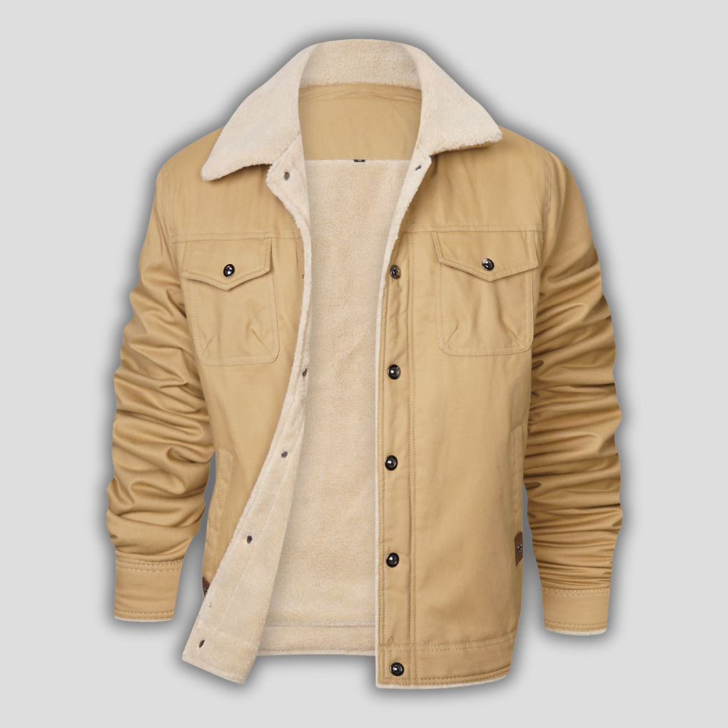 Dean | Ribbed Collar Bomber Jacket with Zip-Up Front for Men