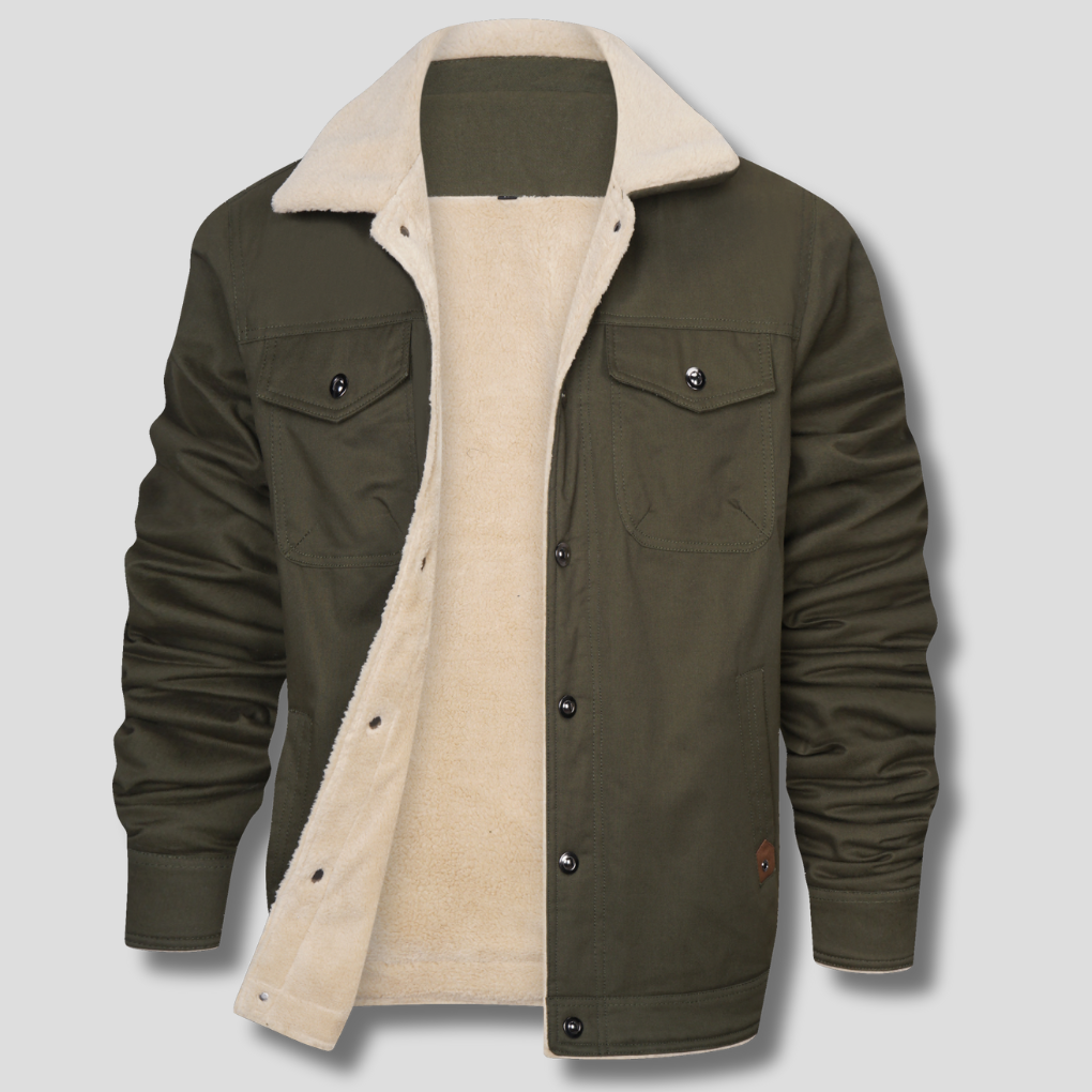 Dean | Ribbed Collar Bomber Jacket with Zip-Up Front for Men