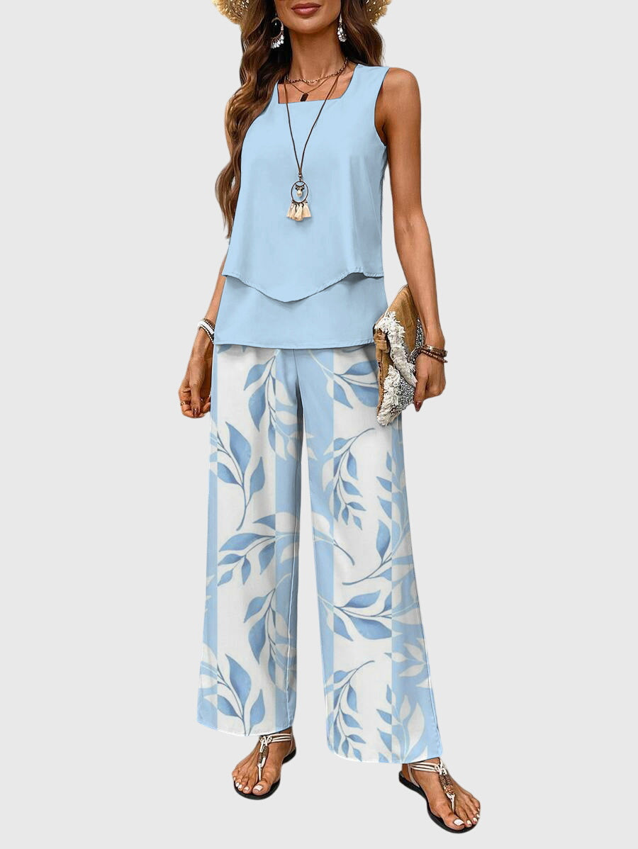 Brenda | Women's Two Piece Set Square-Neck Top & Skirt