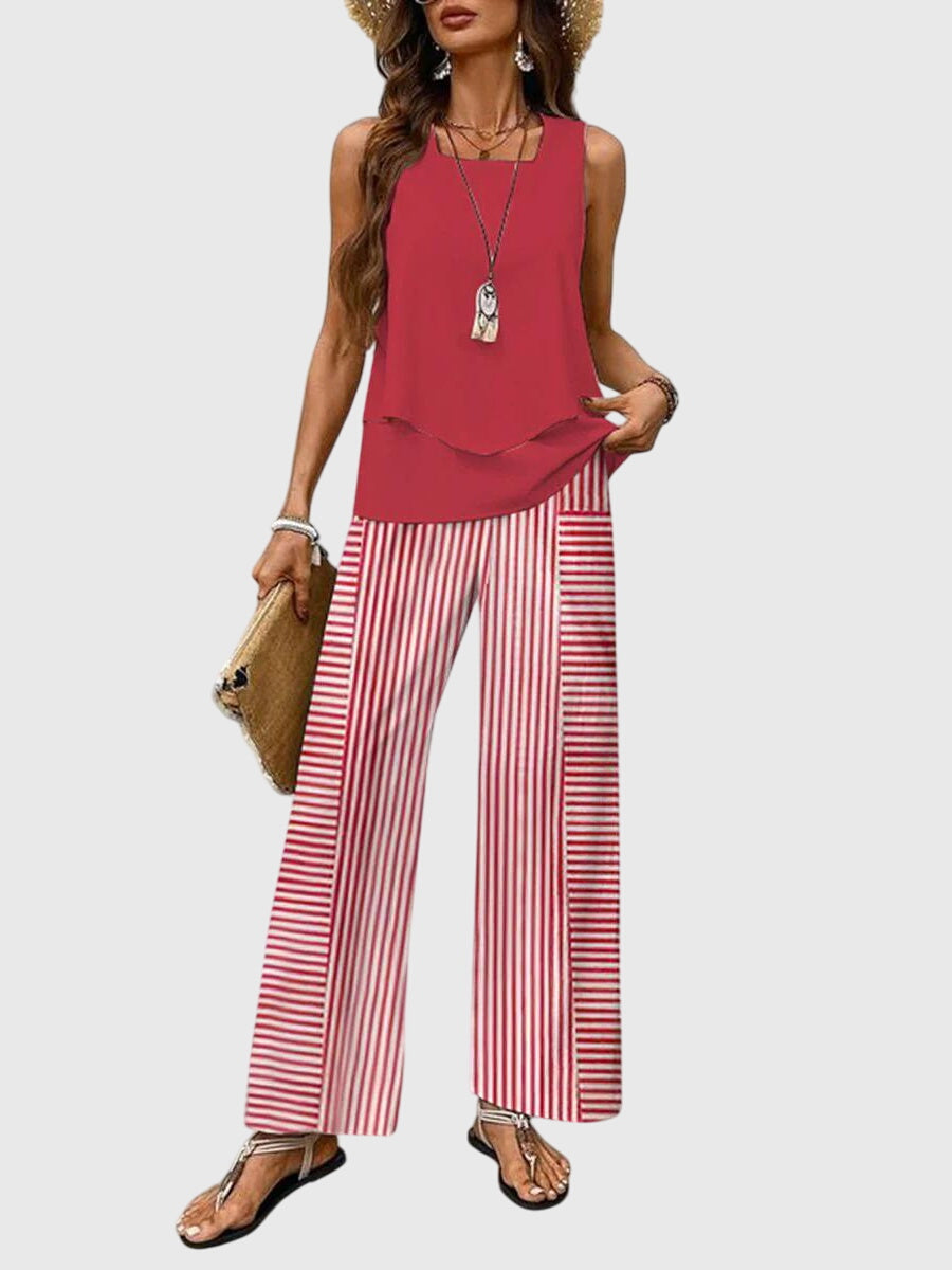 Brenda | Women's Two Piece Set Square-Neck Top & Skirt