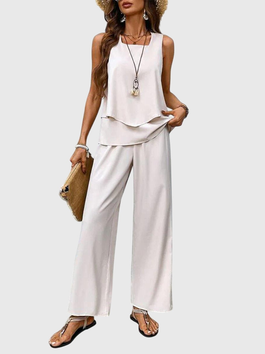 Brenda | Women's Two Piece Set Square-Neck Top & Skirt