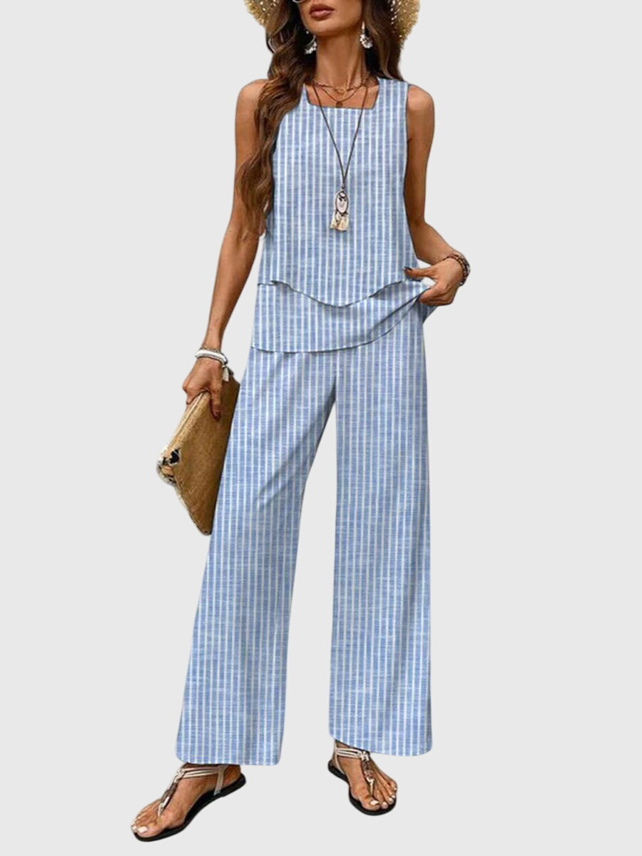 Brenda | Women's Two Piece Set Square-Neck Top & Skirt