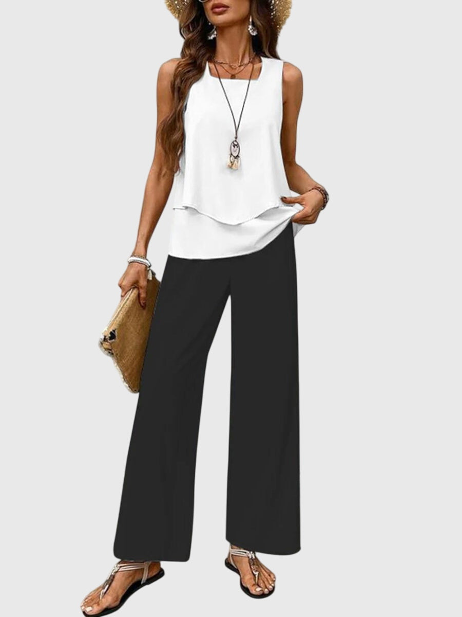 Brenda | Women's Two Piece Set Square-Neck Top & Skirt