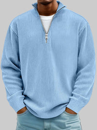 Cole | Textured Half-Zip Sweater with Ribbed Collar for Men