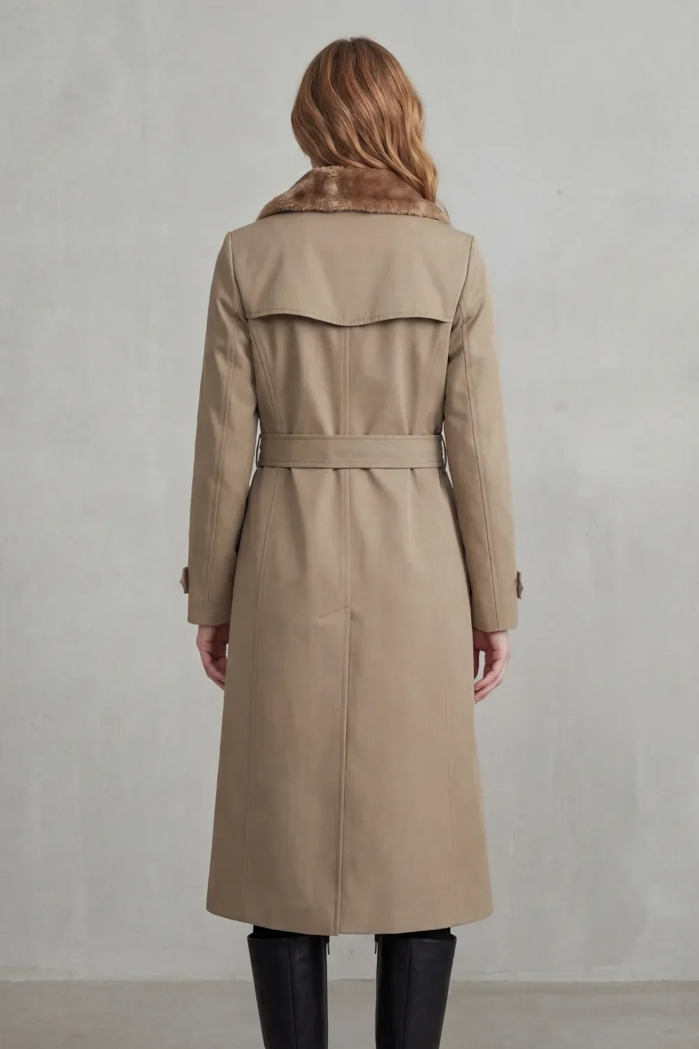 Meadow | Double-Breasted Faux Fur Trench Coat for Women