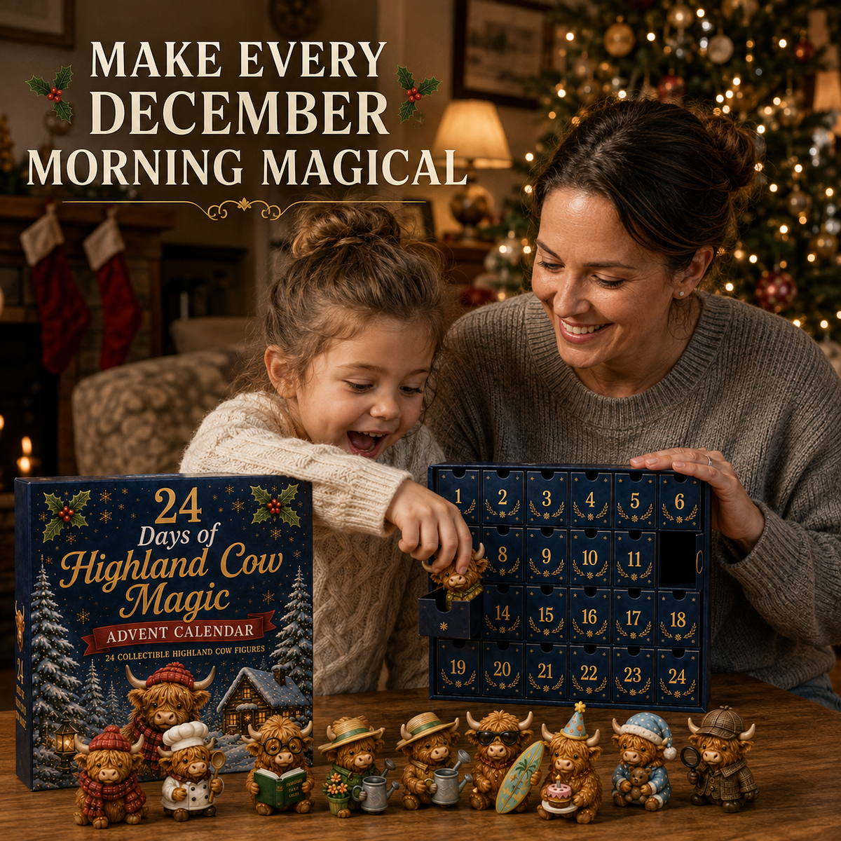 HIGHLAND COW ADVENT CALENDAR – 24 THEMED MINI FIGURES