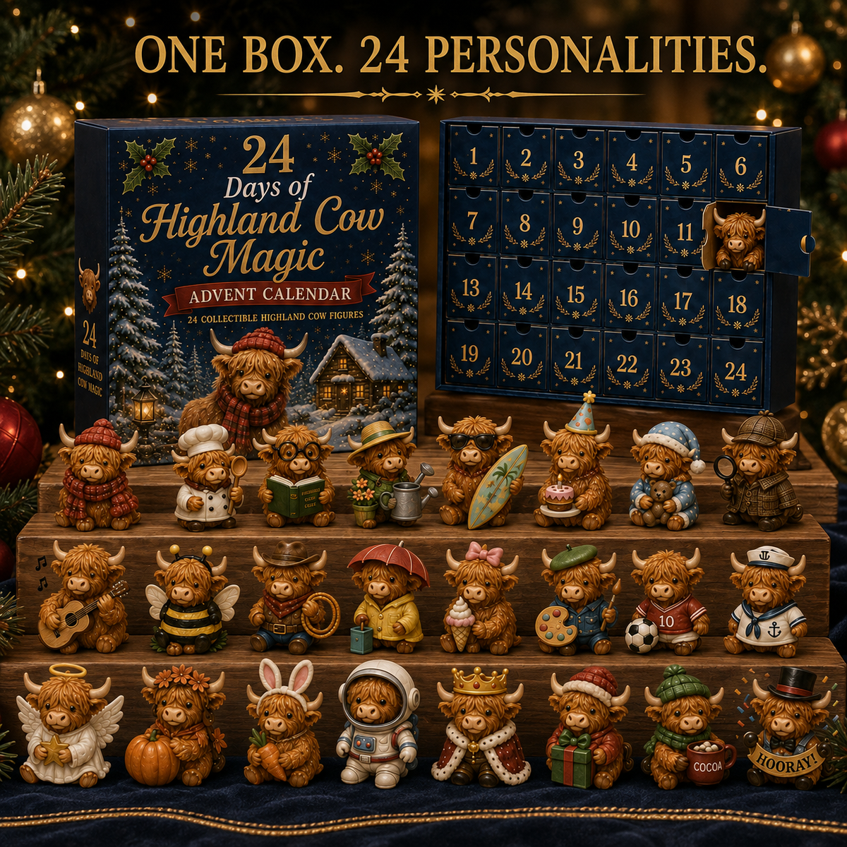 HIGHLAND COW ADVENT CALENDAR – 24 THEMED MINI FIGURES