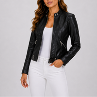 Lysbeth | Classic Fit Zip Pocket Leather Jacket for Women