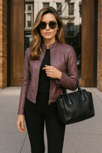Hermine | Slim-Fit Faux Leather Biker Jacket for Women