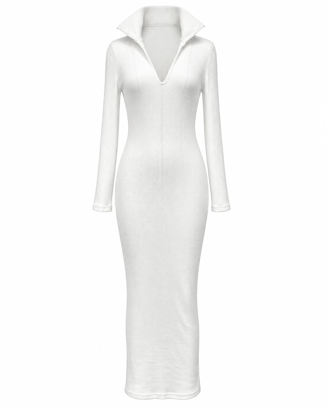 Marliese | Ribbed Knit Collared Midi Sweater Dress for Women