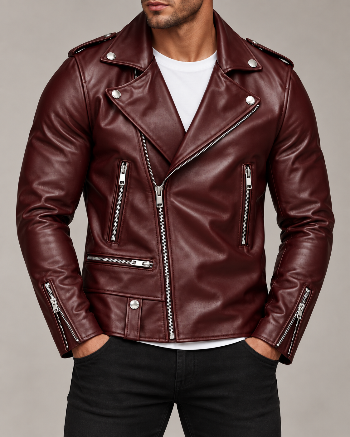 Donovan Leather Jacket | Asymmetric Zip Moto Style for Men