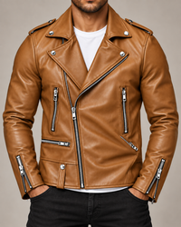 Donovan Leather Jacket | Asymmetric Zip Moto Style for Men