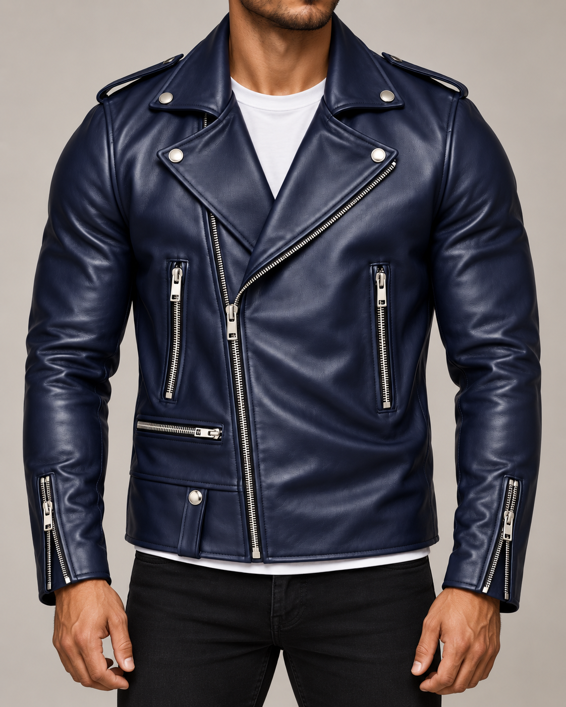 Donovan Leather Jacket | Asymmetric Zip Moto Style for Men