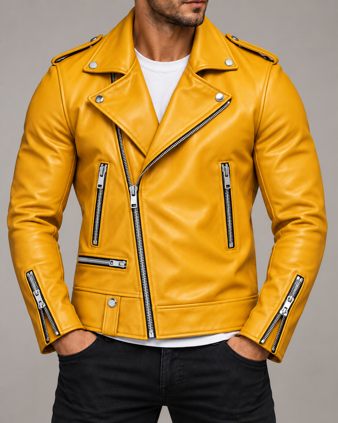 Donovan Leather Jacket | Asymmetric Zip Moto Style for Men