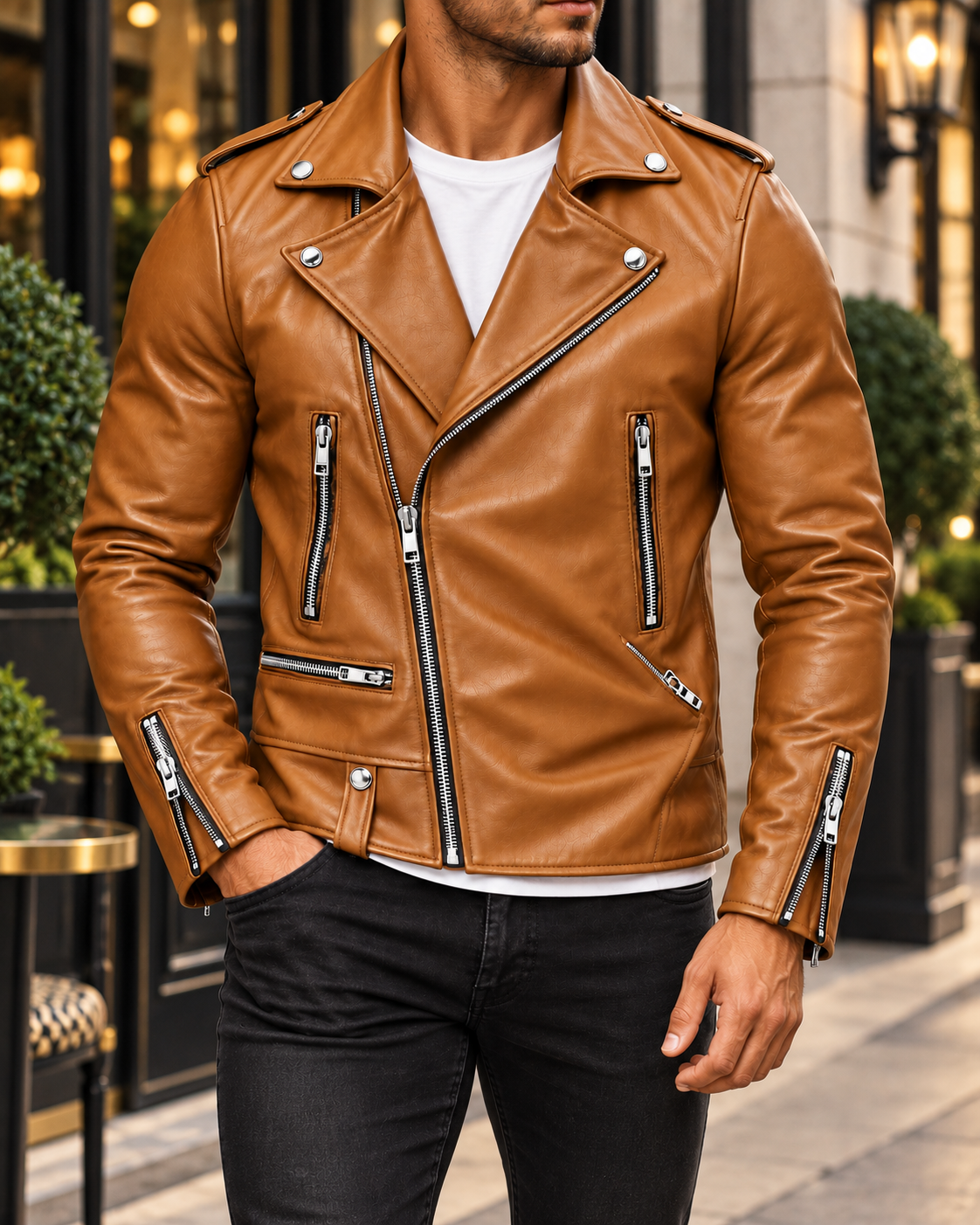 Donovan Leather Jacket | Asymmetric Zip Moto Style for Men