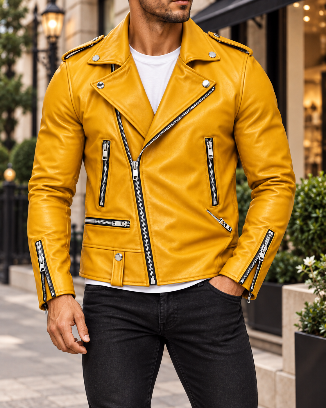 Donovan Leather Jacket | Asymmetric Zip Moto Style for Men