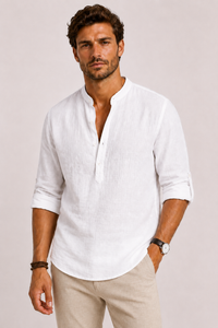 Gustav | Stand Collar Button-Front Shirt for Men