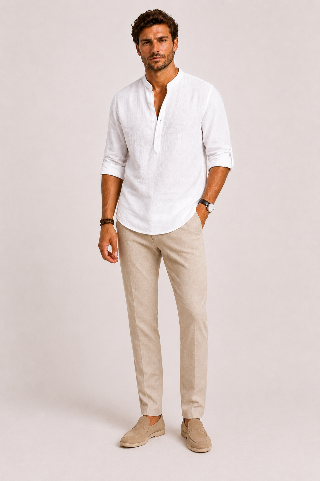 Gustav | Stand Collar Button-Front Shirt for Men