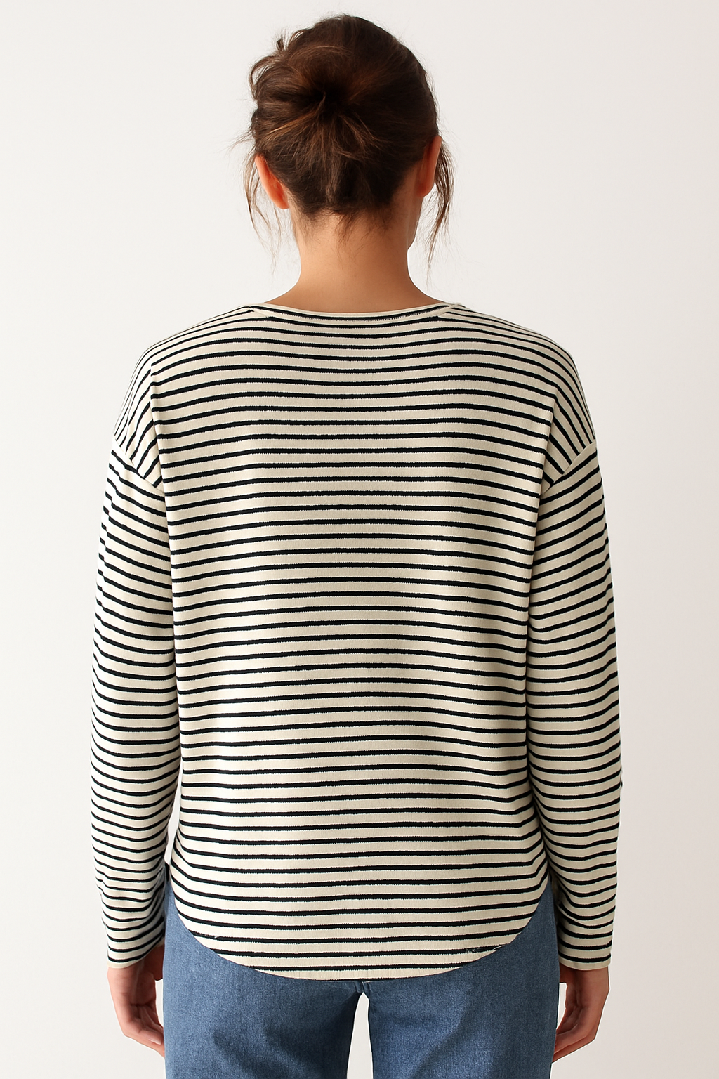Corinne | Striped Crew Neck Long Sleeve Top for Women