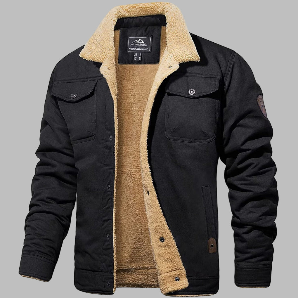 Dean | Ribbed Collar Bomber Jacket with Zip-Up Front for Men