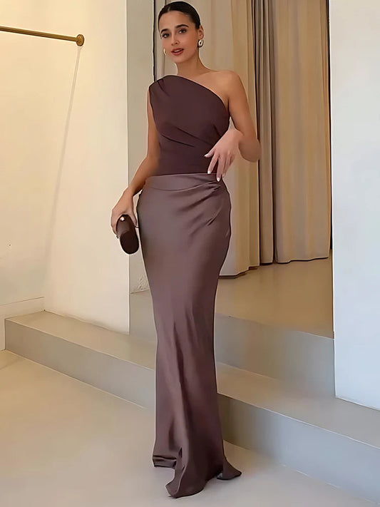 Davina™ | Elegant One-Shoulder Maxi Dress for Women 0