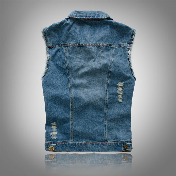 Wells | Button-Front Denim Vest with Flap Pockets for Men
