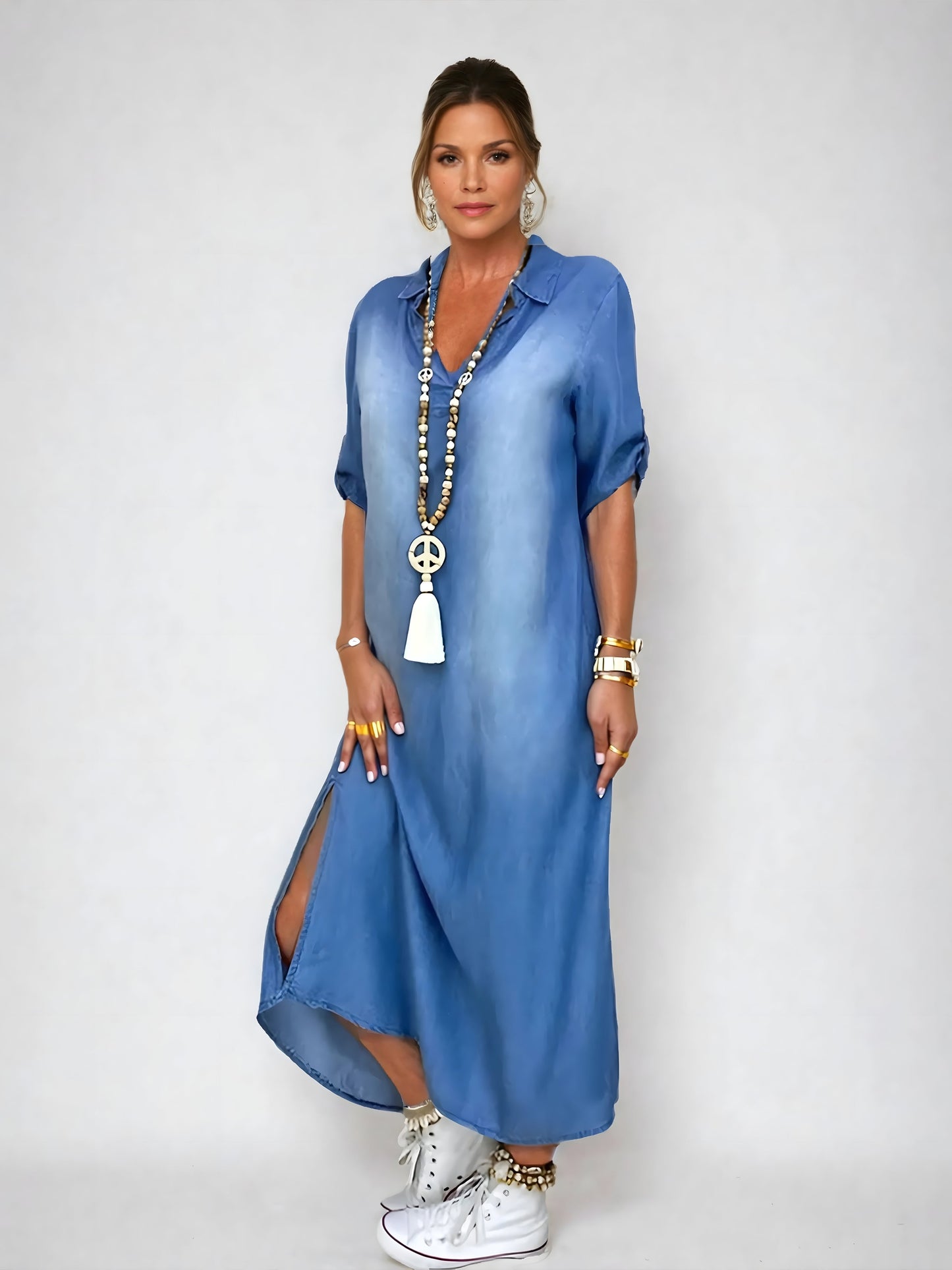 Devorah™ | Chic Denim Maxi Dress 0