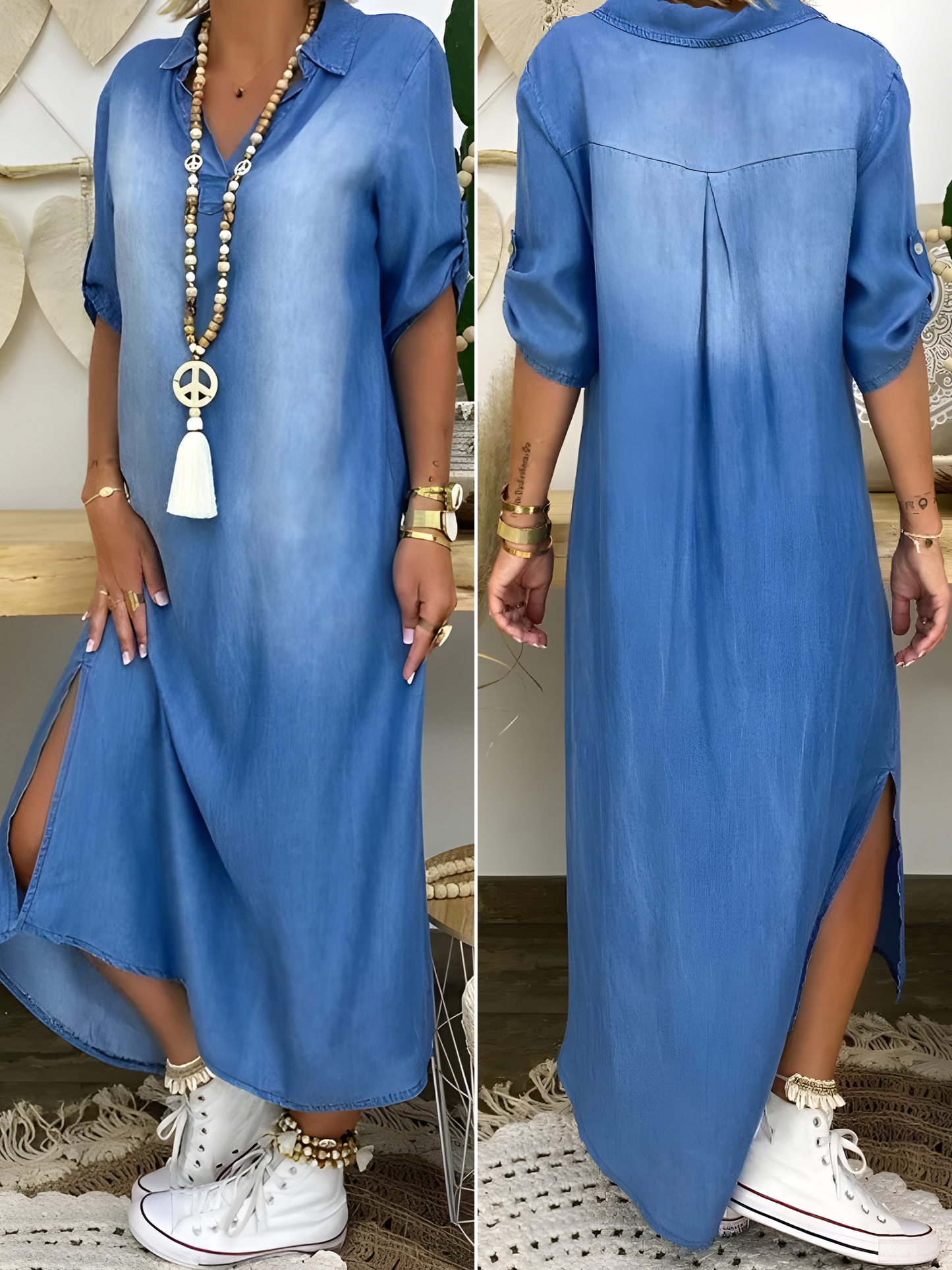 Devorah™ | Chic Denim Maxi Dress 1